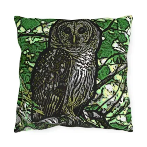 Outdoor Pillow — Barred Owl Mosaic/Conservation Print for Garden & Patio (Loudoun Valley Raptor Center)